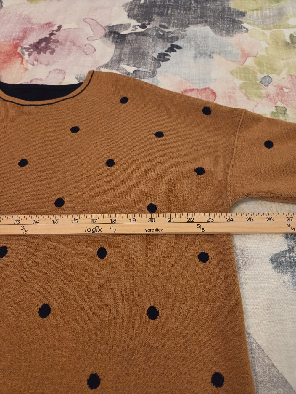 J.JILL Navy Blue Orangeβ Knit Polka-Dot Scoop Neck Reversible Tunic Sweater SZ L - Picture 8 of 12